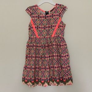 Sequin Hearts Girls Neon Aztec Design Short Dress